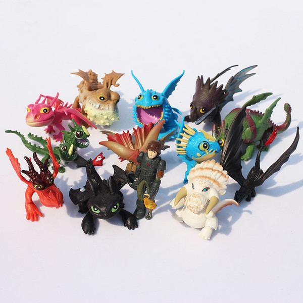 13pcs/lot How To Train Your Dragon 2 PVC Figure Toys Hiccup Toothless Skull Gronckle Deadly Nadder Night Fury Dragon Figures