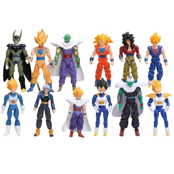 Dragon Ball Z Joint Movable Vegeta Piccolo Son Gohan Son Goku Trunks Vegetto Cell PVC Action Figure Toys 6pcs/set 13-15cm