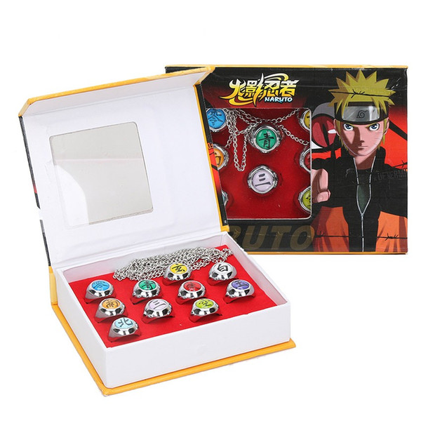 10pcs/set Naruto Akatsuki Alloy Ring Set Pein Uchiha Itachi Ring Action Figures Japanese Anime Cosplay Toys