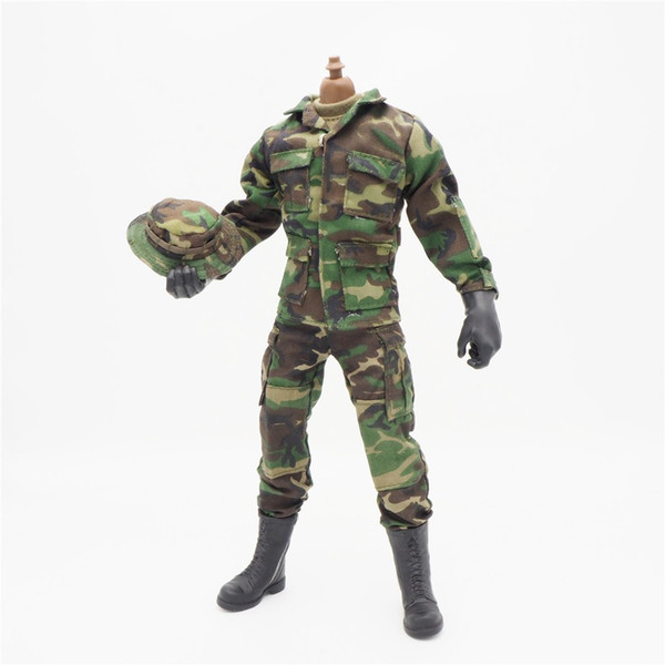 1/6 Scale Accessories Female Clothes Woodland Green Camo Soldier Uniforms set For 12