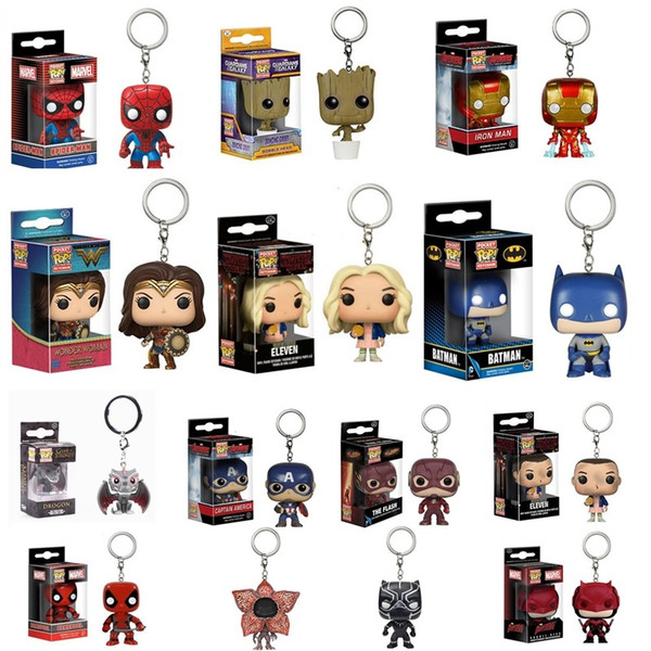 FUNKO POP Pocket Pop Keychain Official Wonder Woman Black Panther Iron Man Dragon Action Figure Collectible Model Christmas Toy