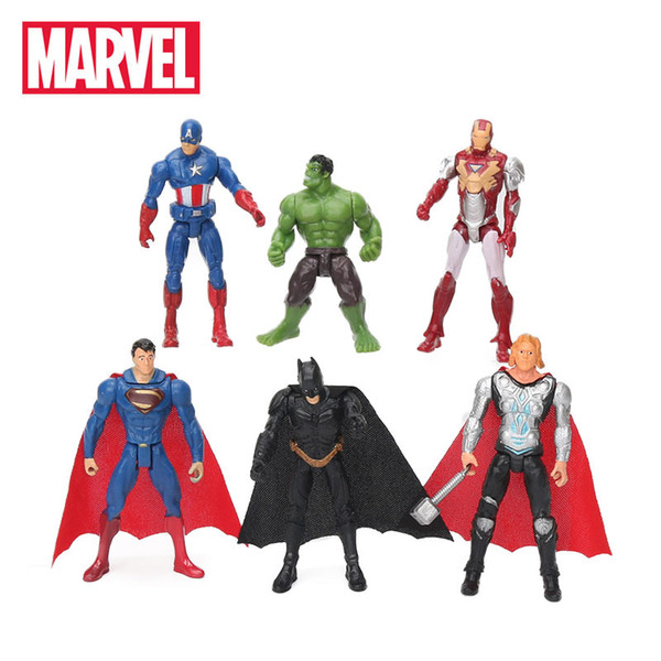 6pcs 10.5cm Marvel Toys The Avengers Set Superhero Batman Thor Hulk Captain America Action Figures Collectible Model Doll