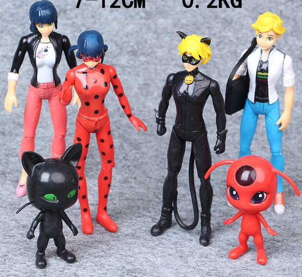 Fashion 6PCS/SET Miraculous Ladybug Action Figure Toys Adrien Agreste Cat Plastic Doll Christmas Gift Kids Education Toy