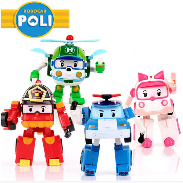 4pcs/Set Robocar Poli Toy Korea Robot Car Transformation Toys Poli Robocar Toys Without Box Best Gifts For Kids for baby