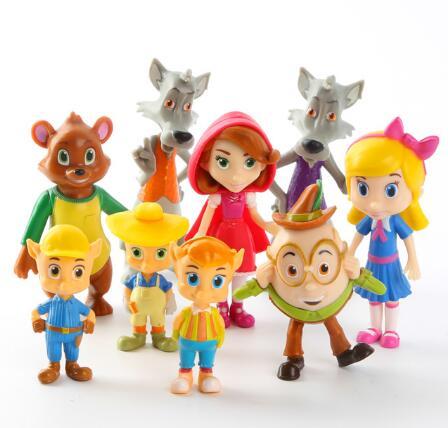 9pcs Goldie and Bear Action Figures Goldie Bear Big Bad Wolf Doll PVC Figure Toys Brinquedos Anime 5-9CM