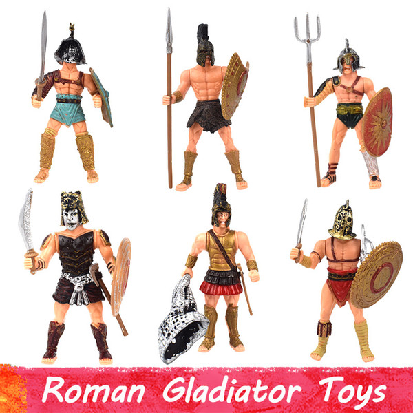 6 Pcs/Set Removable Gladiators Model Toy 360 Degree Rotation Boys Military Warrior Soldiers Toys for Kids Educational Toys Party Favors