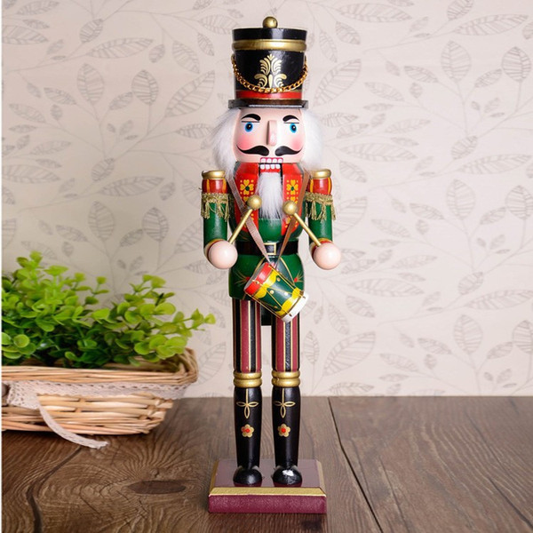 30cm 100% Handmade Wooden Colorful Walnut Soldier Nutcracker Puppet Doll Toys for Zakka Creative Desktop Shop and Home Decoration Band Dolls