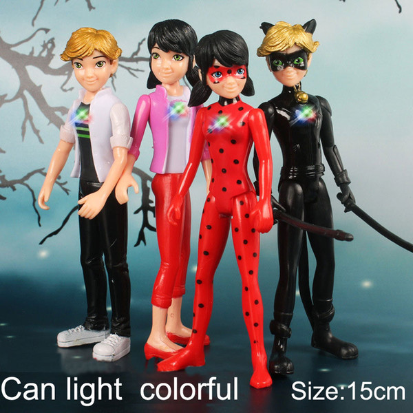 4pcs/lot Miraculous Ladybug Comic Lady bug Girl Doll Box Action Figure Toys Cute Vinyl Anime Birthday Gifts Toys for Children