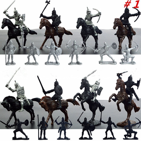 28pcs/set Knights Warrior Horses Medieval Toy Soldiers Figures Playset Mini Model Toys Gift Decor For Children Adult