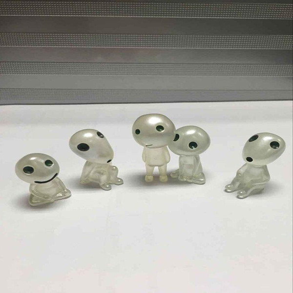 5pcs/lot 3-4cm Luminous Tree Elves Toy Miyazaki Cartoon Princess Mononoke Action Figure Toys Kids room decoration Gifts