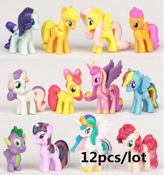 12 Pcs/set 3-5cm My Cute Pvc Lovely Little Ponis Horse Action Toy Figures Dolls For Girl Birthday Christmas Gift