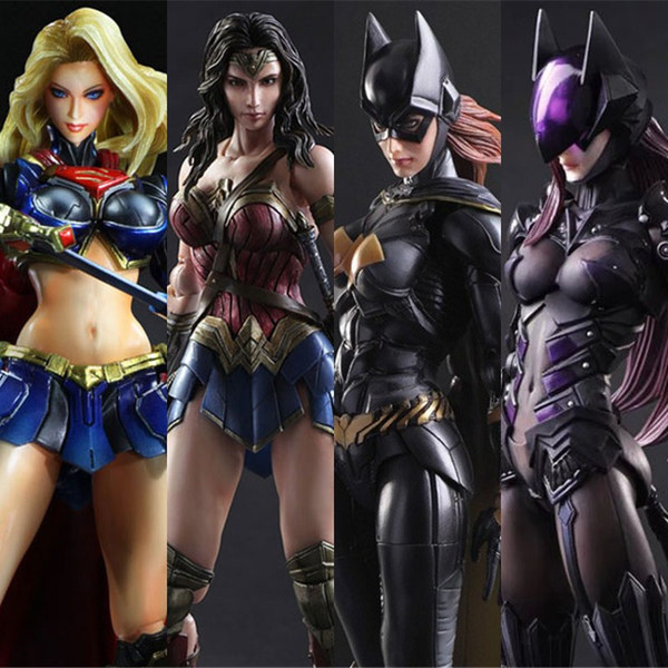 DC Justice Alliance Pa Change Bat Woman Superman Woman Magical Woman Chivalrous Can DIY Do Doll Model Toys Gift Free shipping