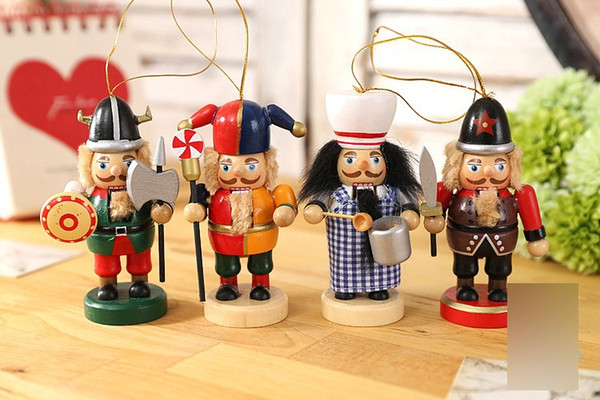 4pc/set 10cm Wooden Nutcracker Doll Sweety Soldier Vintage Handcraft Puppet Ornaments Desktop Shop and Home Decoration Christmas Gifts