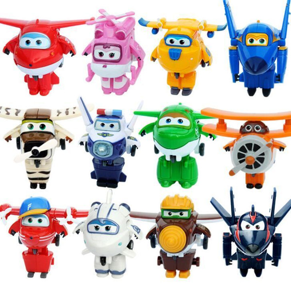 12 Colors Super Wings Mini Airplane Abs Robot Toys Action Figures Super Wing Transformation Jet Animation Kids Gift Brinquedos