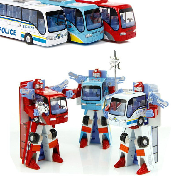 3 Styles Robot Transformation Bus Car Toys Alloy Deformation Police Robot Bus Toys For Kids children 3 color #EB