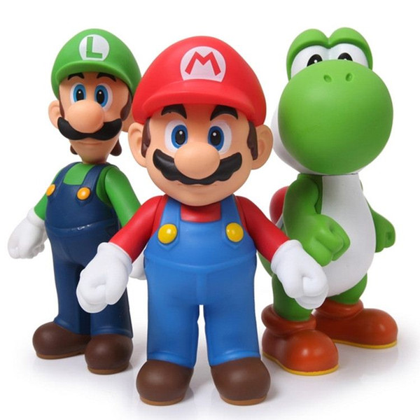 Super Mario 3pcs/set Bros Mario Yoshi Luigi PVC Action Figure Collectible Model Toy 11-12cm KT2652