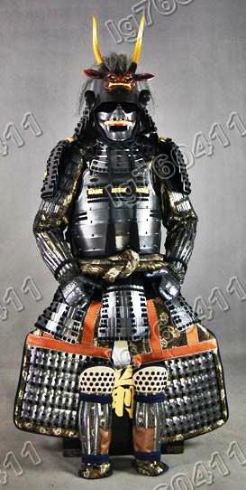 Collected wearable Japanese Rustung Samurai Armor Suit Black silver Tokugawa Daku Akuma H07