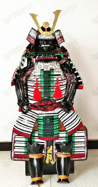 Japanese Iron & Silk Rüstung Art wearable Samurai Armor suit Knoted White laces 027