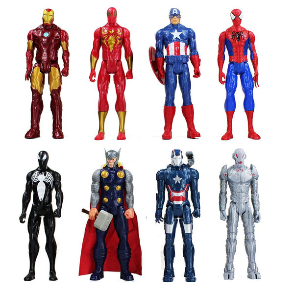 30cm Anime Super hero Iron Man Captain America Spiderman Green Goblin Venom Ultron PVC Action Figure Can Moved Model Toys