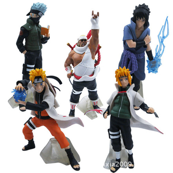 Naruto Shippuden 5pcs/set Uzumaki Naruto Uchiha Sasuke Hatake Kakashi Killer PVC Action Figures doll toys brinquedo model