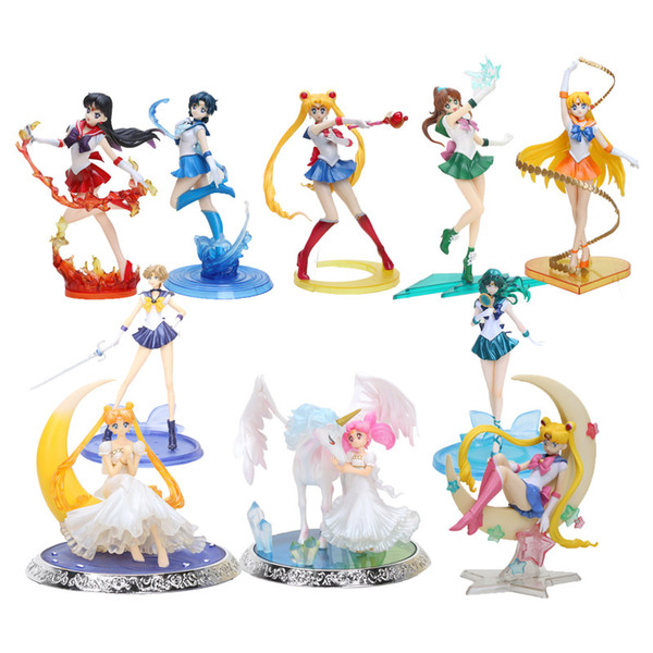 8'' 20cm Figuarts ZERO super sailor moon anime Sailor mars Mercury Jupiter Venus 1/8 PVC Action Figure Collectible Model toys