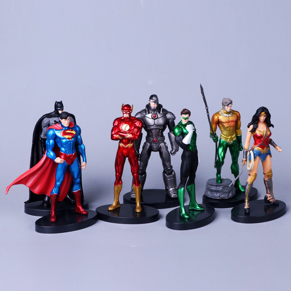 7pcs/Set Justice League 14cm Super Hero Superman Batman Flash Neptune Wonder Woman Action Figure Toys