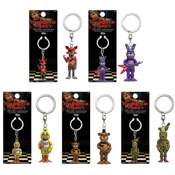 FNAF Five Nights at Freddy's Figure Keychian Foxy, Bonnie, Chica, Freddy, Spring Trap Keychains Set of 5 Figures