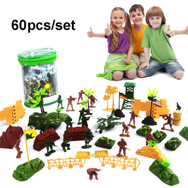 ( 60 pcs/set ) Classic Children WWII Second World War Soldier Military Model Actions Figures Set Gift for Commander Boys Toys For Children