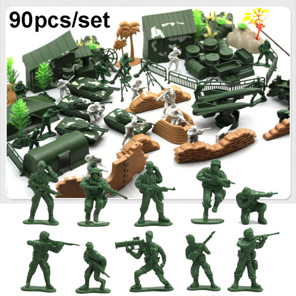 ( 90 pcs/set ) Classic Children WWII Second World War Soldier Military Model Actions Figures Set Gift for Commander Boys Toys For Children