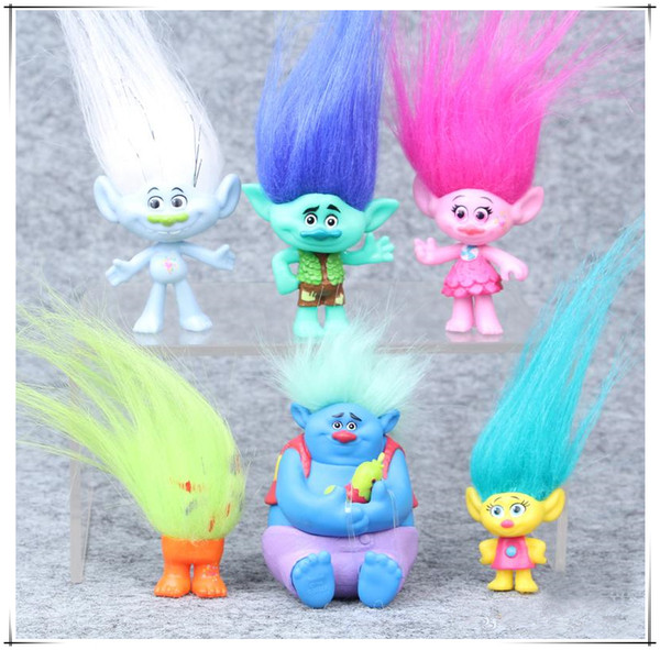 New Trolls Movie 6Pcs/Set 3-7cm Dreamworks Figure Collectible Dolls Poppy Branch Biggie PVC Trolls Action Figures Doll Toy Long Hair Doll