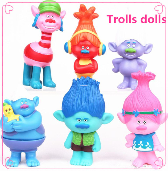 Hot selling Dreamworks Movie Trolls 6pcs/set 7.5cm Trolls Action Figure Set Collectible Model Toys for Boys and Girls