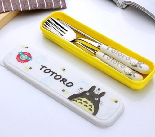 3pcs/set kawaii Portable stainless steel spoon birthday gift totoro coffee mixing tableware Miyazaki anime action figures cute cartoon