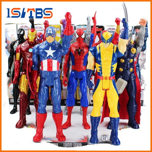 NEW The Avengers PVC Action Figures Marvel Heros 30cm Iron Man Spiderman Captain America Ultron Wolverine Figure Toys DHL 