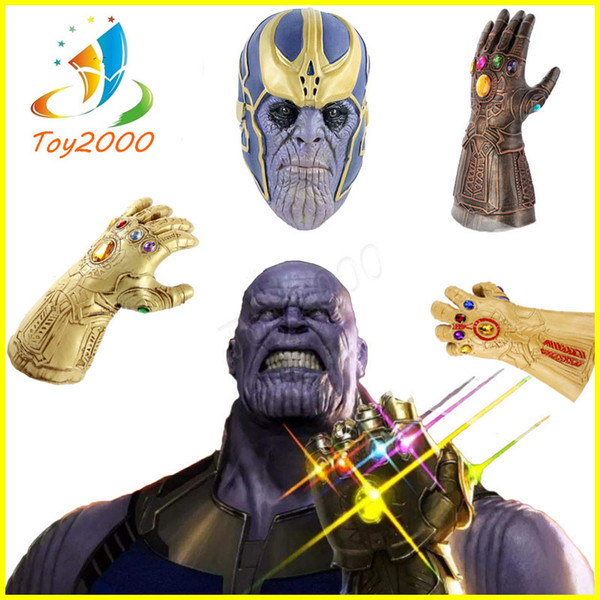 Avengers 3 Infinity War Thanos Weapon Infinity Gloves action figures Gem Silicone Headgear Mask Halloween Carnival Cosplay Dress up Props