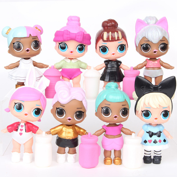 9CM LoL Dolls with feeding bottle American PVC Kawaii Children Toys Anime Action Figures Realistic Reborn Dolls for girls 8Pcs/lot kids toys