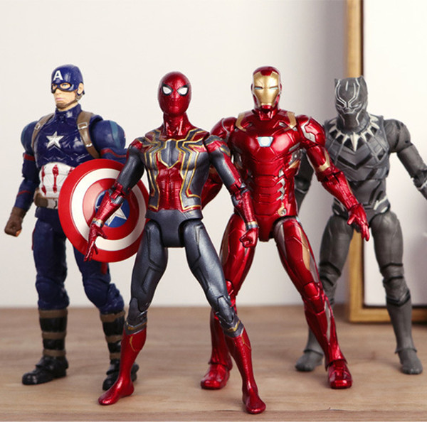 5 Style 17CM Avengers 3 Infinity War Figure toys Spiderman Captain America Iron Man Black Panther action figures model toy B