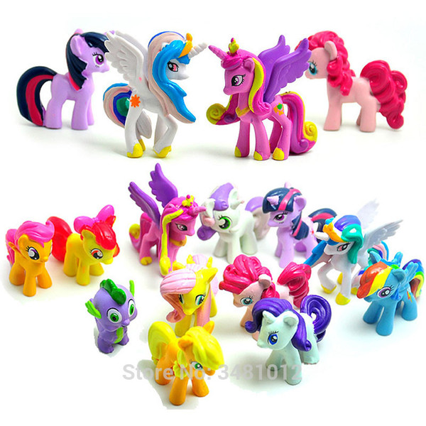 12 pcs/set 5CM my cute pvc lovely little ponis horse action toy figures dolls for girl birthday christmas gift