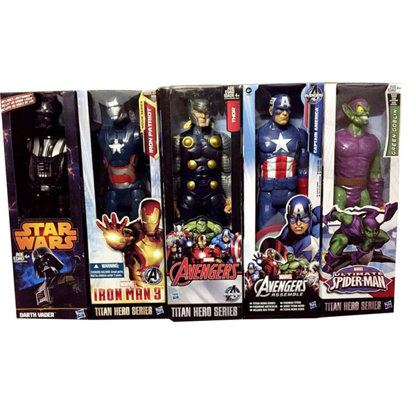 The Avengers PVC Action Figures Marvel Heros 30cm Iron Man Spiderman Captain America Ultron Wolverine Figure DHL Free