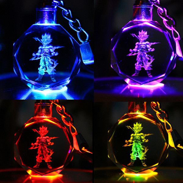 Dragon Ball Z Keychains Gohan Luffy Anime Tortoise Transparent Crystal Action Figure Toys LED Key Chains Key Ring Fashion Jewelry Bag Hangs