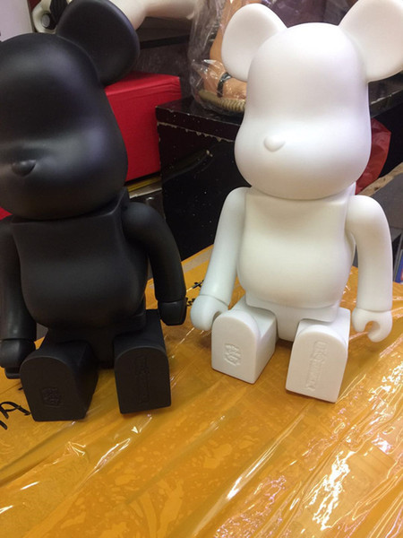 wholesale Black white 2 Color 400% bearbrick bear@brick DIY Paint PVC Action Figure Collection With Opp Bag Children gift