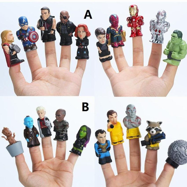 Lot10pcs/set Marvel The Avengers & Guardians of the Galaxy Super Hero Green Hulk Groot Characters Finger Action Figure Move TV Toys