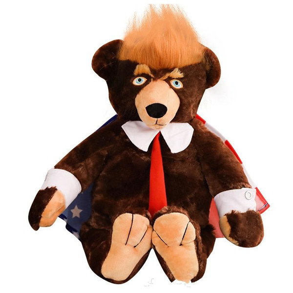 Donald Trump Teddy Bear Plush Toy America National Flag Doll Bears With Zipper Large Christmas Day Gifts Brown MMA1844