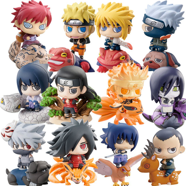 6pcs/set Funko Pop Naruto Sasuke Uzumaki Kakashi Gaara Action With Mounts Figures Japan Anime Collections Gifts Toys