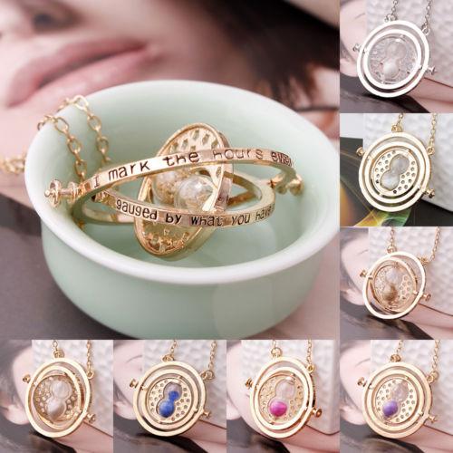 7 Colors Harry Potter Time Turner Necklace Spin Hourglass Vintage Pendant Hermione Granger Multicolor Necklace Unisex Wholesale Free DHL