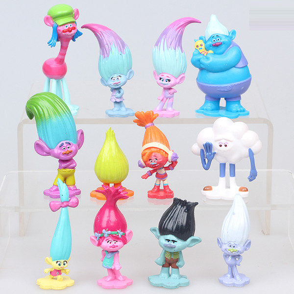 12pcs/set Trolls PVC Action Figures Toys 3-6cm Poppy Branch Biggie Collection Dolls for Kid Figures Model Toys PVC A145