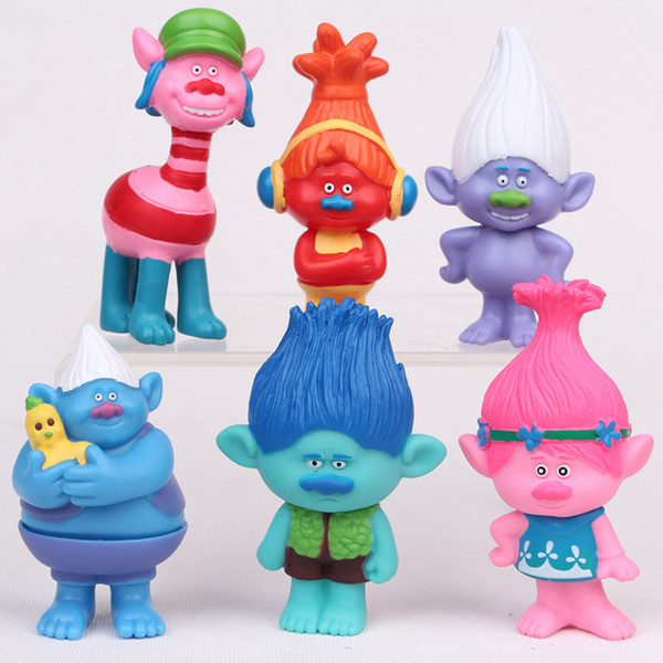 Trolls Figures Toys 6Pcs/Set 7.5cm/3 inch Dreamworks Figure Collectible Dolls Poppy Branch Biggie PVC Figures Doll Toy