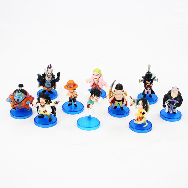 4-6cm 10pcs/lot One Piece Seven Warlords of the Sea Luffy Franky Hancock Ace Doflamingo Newgate Q Version PVC Figure Model Toy