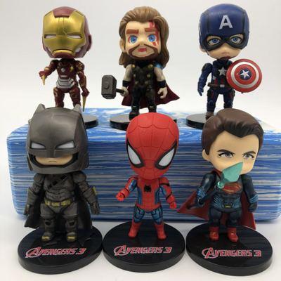 Q Version Marvel Avengers Action Figure Model 6 Marvel Iron Man Spider-man Captain America Anime Figure Doll Model Decoration