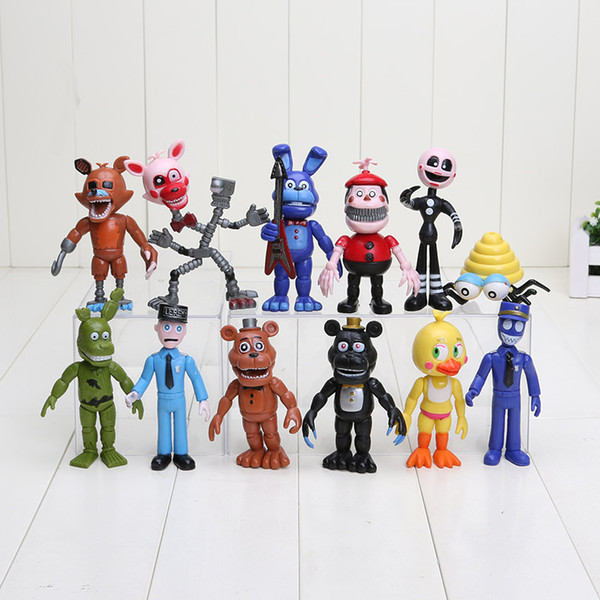 12pcs/set 10-11.5cm FNAF Five Nights At Freddy's PVC Action Figure Toy Foxy Gold Freddy Chica Freddy kids toys