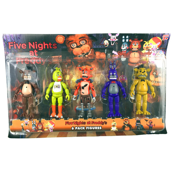 5pcs/set 15cm Five Nights At Freddy's PVC Action Figure Toy Foxy Gold Freddy Chica Freddy Kids LED Lights Set